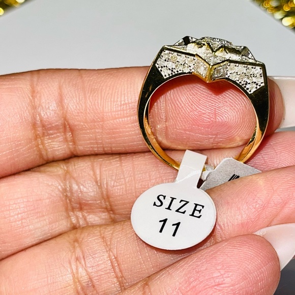 10k Gold Vermeil REAL DIAMOND ring for men, 1.11  a rat Natural diamonds NOT CZ - Picture 5 of 7